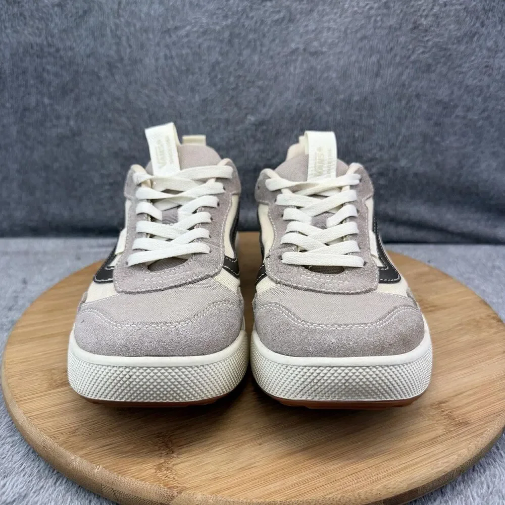 Vans Lace Up Canvas Shoes Womens Size 10 Beige Gray Low Top Sneakers 500264